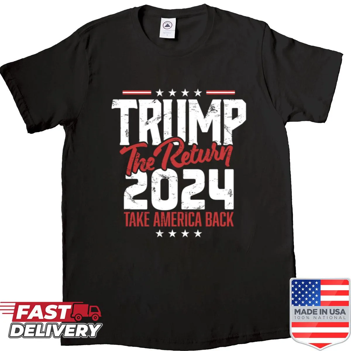 Bold graphic of Trump 2024 and Take America Back