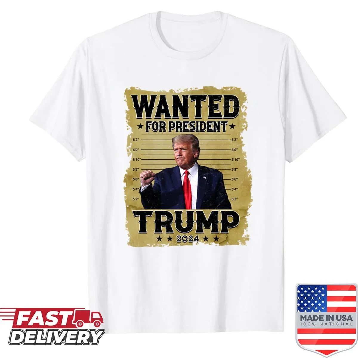 Political shirt with bold Trump 2024 slogan