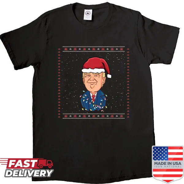 Funny Christmas themed shirt featuring Trump illustrations
