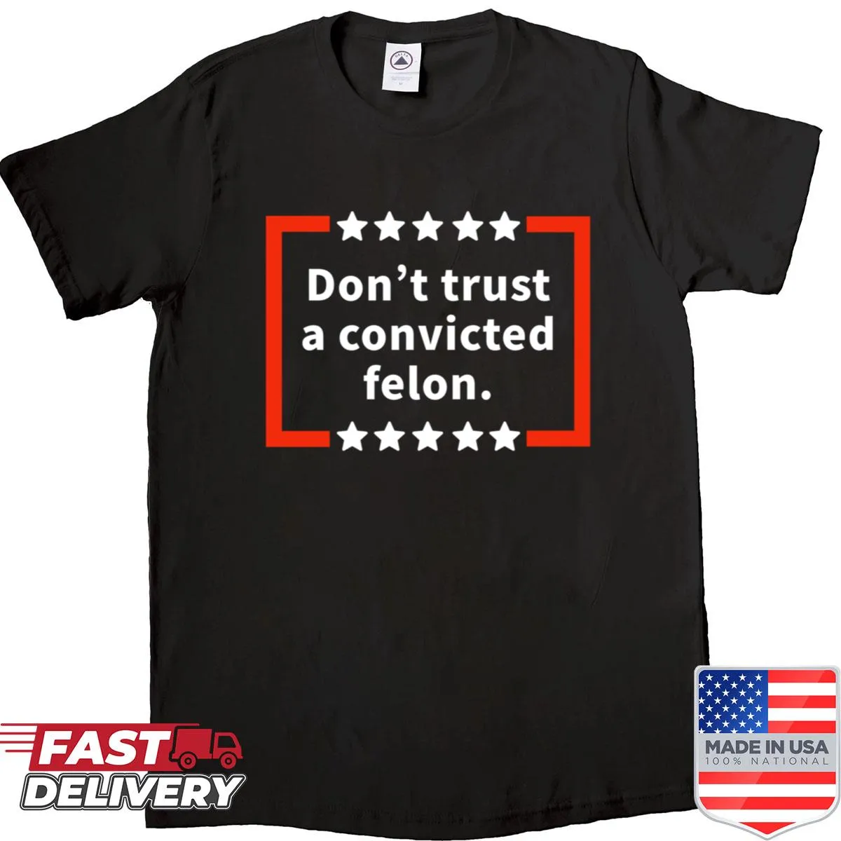 Oversized shirt stating Trump Is A Predator in bold text