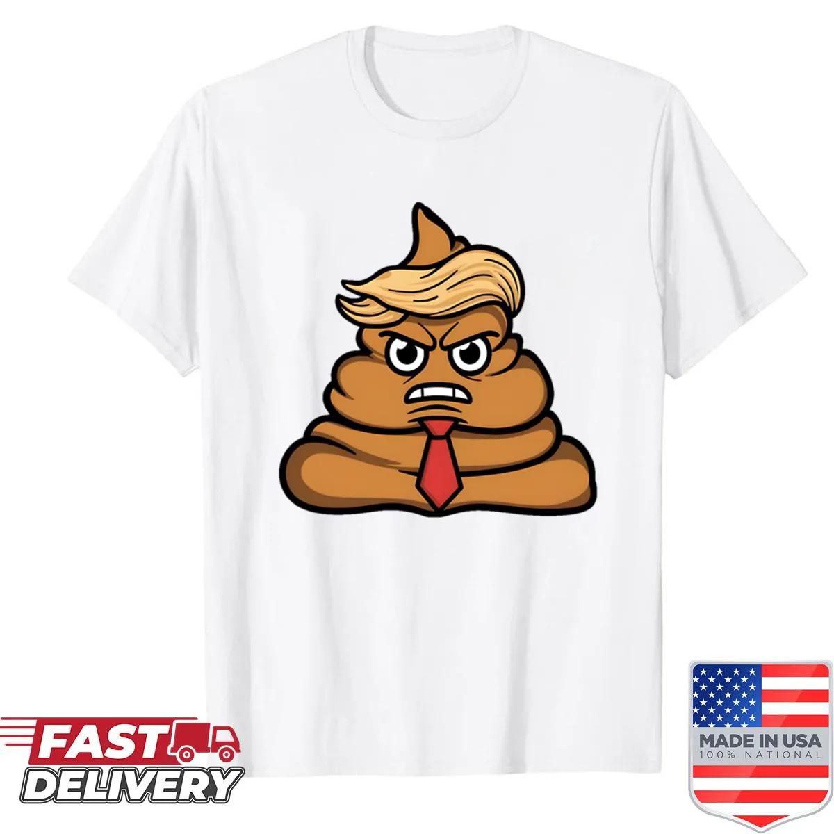 Bold text shirt expressing a controversial opinion on Trump