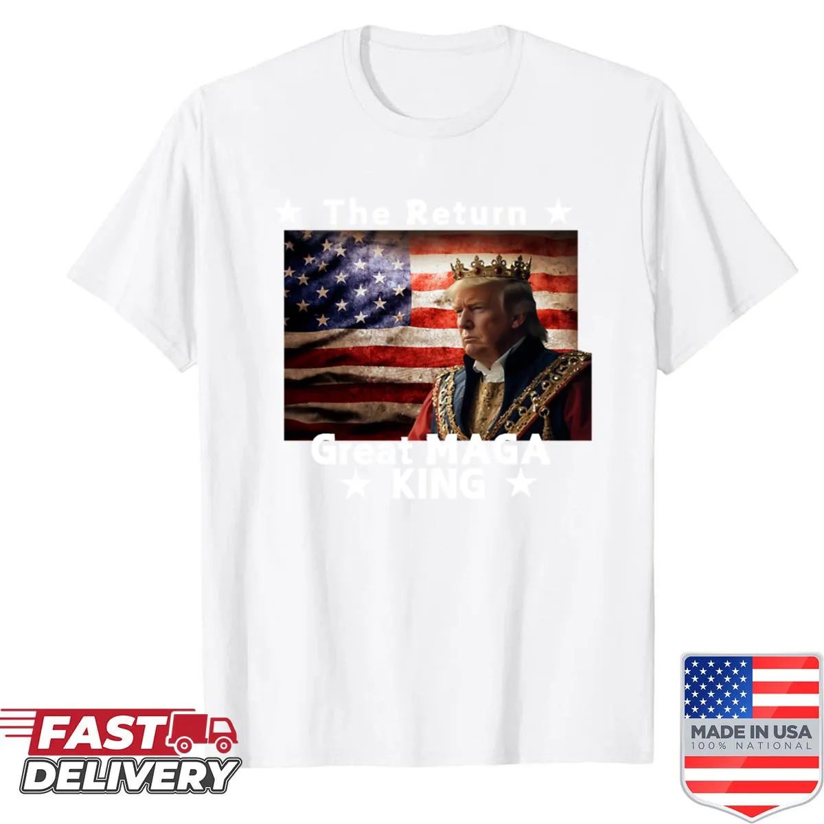Typographic T-shirt celebrating Trump with bold design