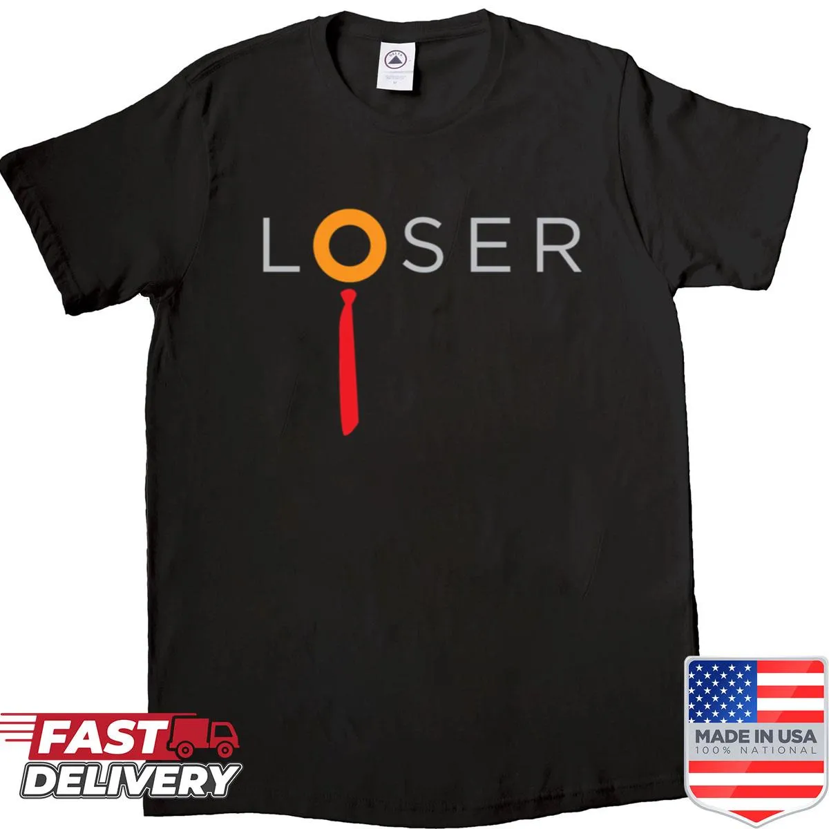 Anti-Trump shirt with bold text 'Trump - Loser'
