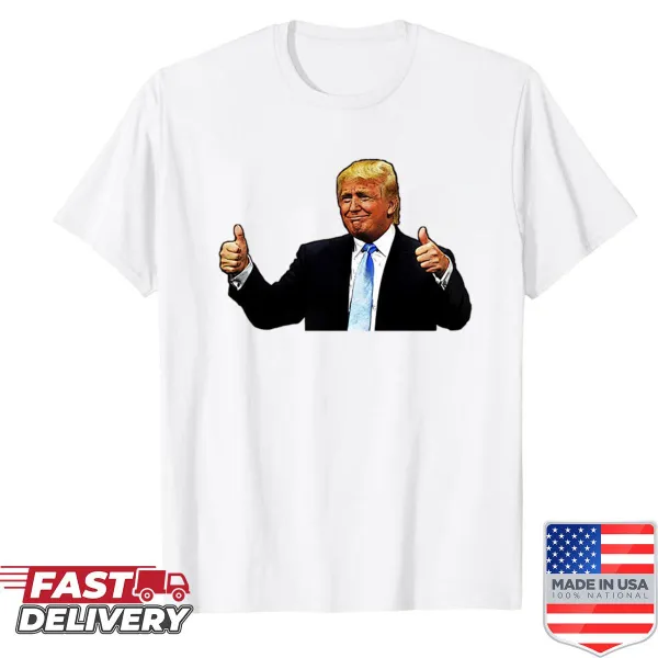 Oversized t-shirt featuring playful Trump sticker graphics