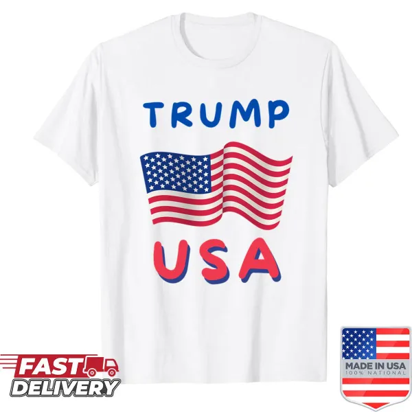 Patriotic shirt with text supporting Trump USA America 2024