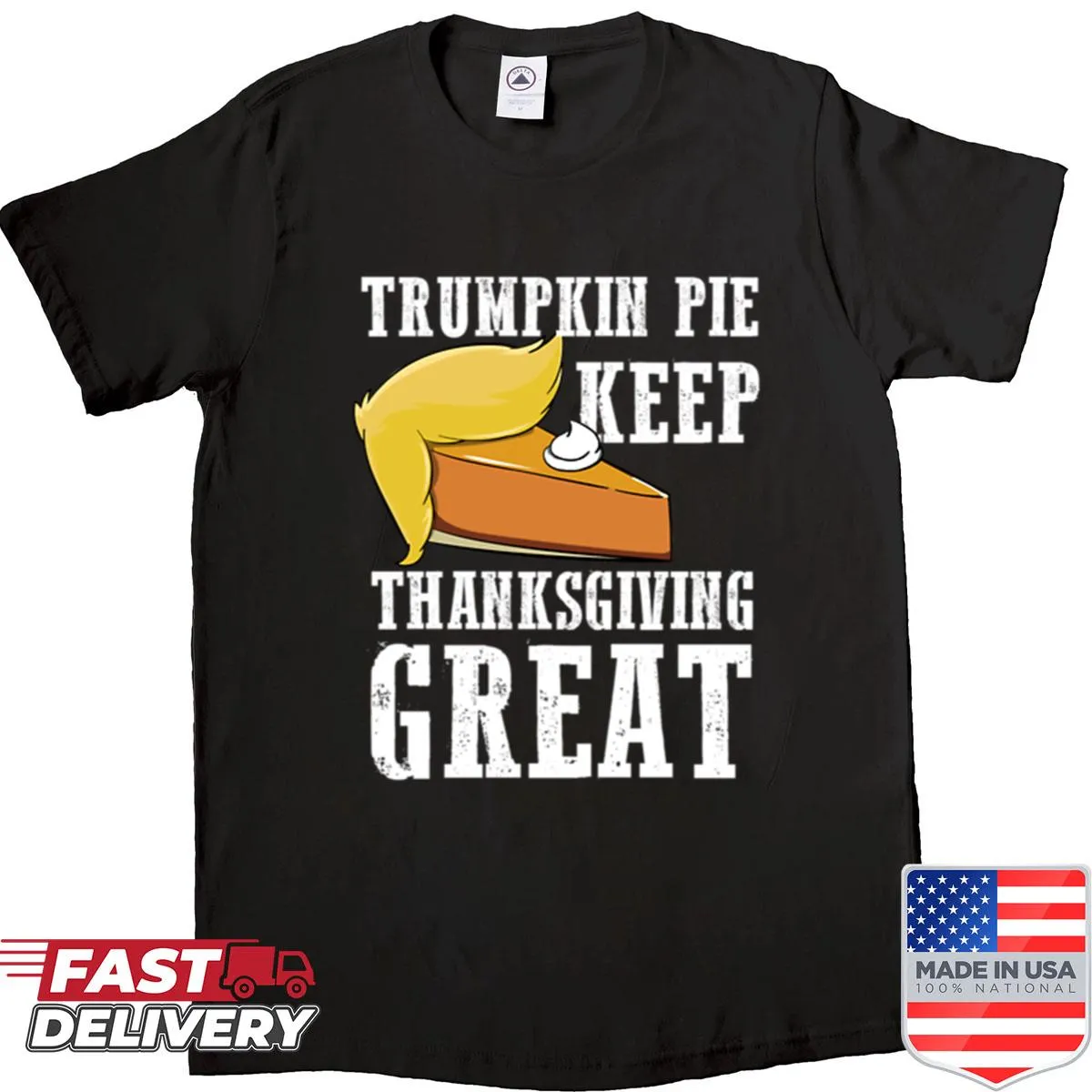 Cartoon Trumpkin with text 'Make Thanksgiving Great Again'
