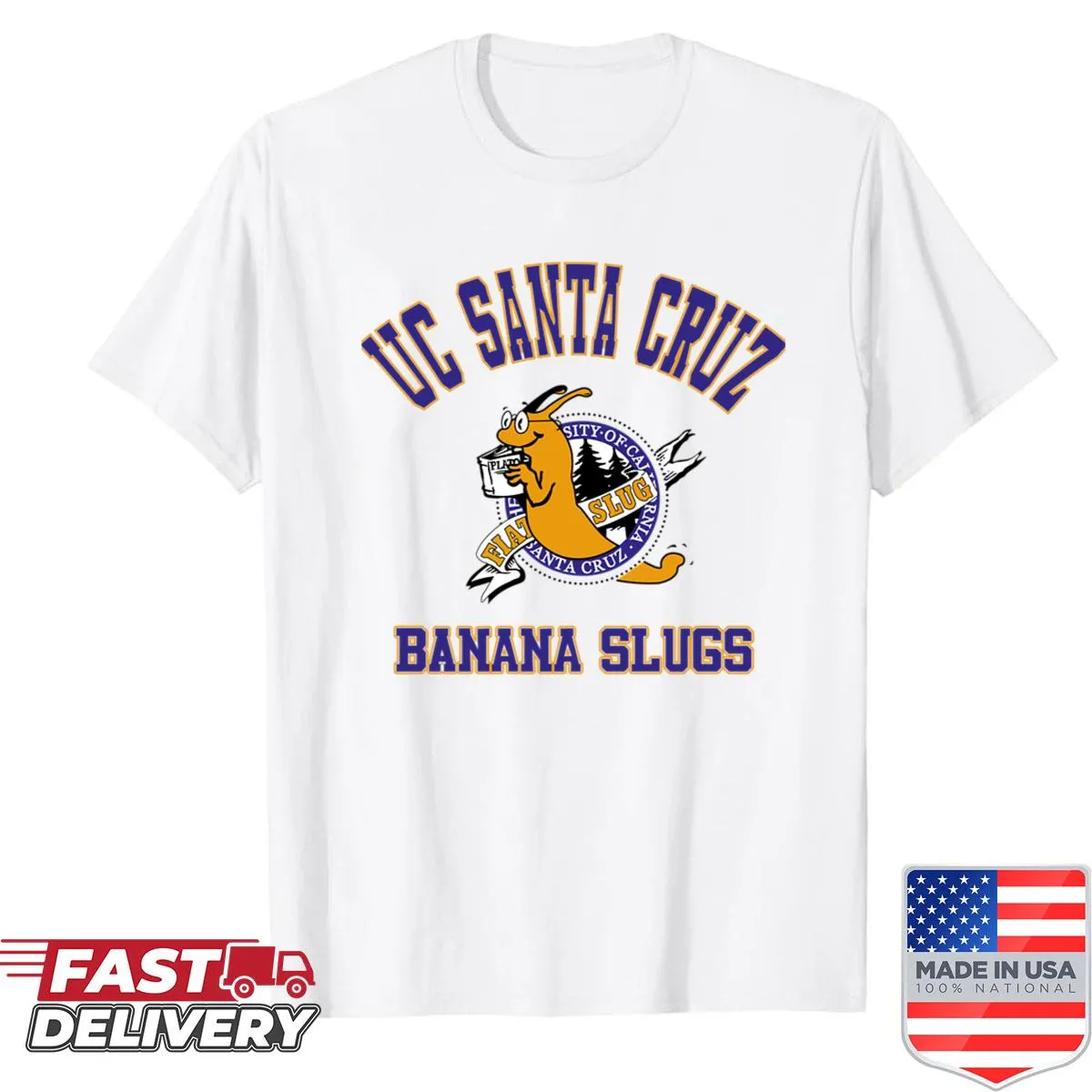T-shirt featuring the UC Santa Cruz Banana Slugs mascot