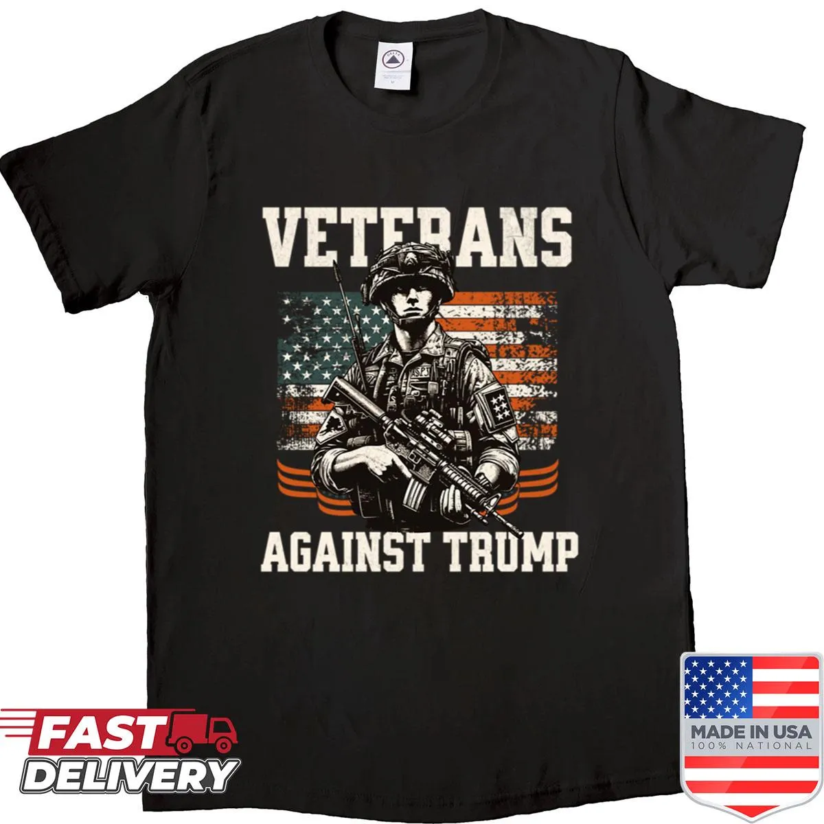 T-shirt with 'Veterans Against Trump' text design