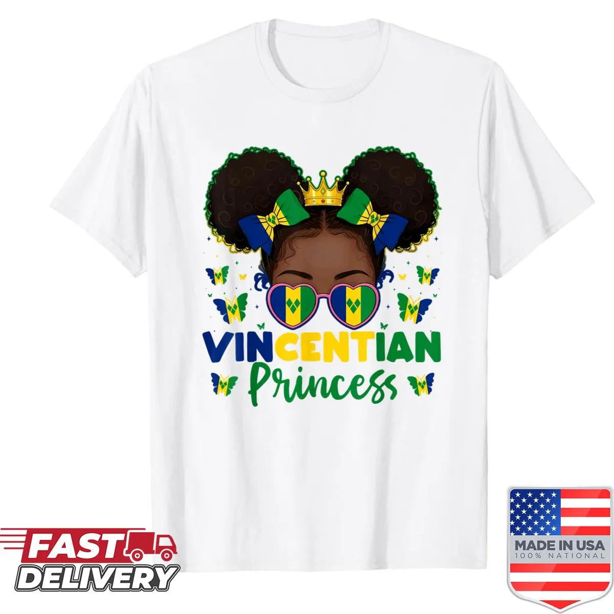 Illustrated St Vincent and the Grenadines flag with 'Vincentian Princess' text