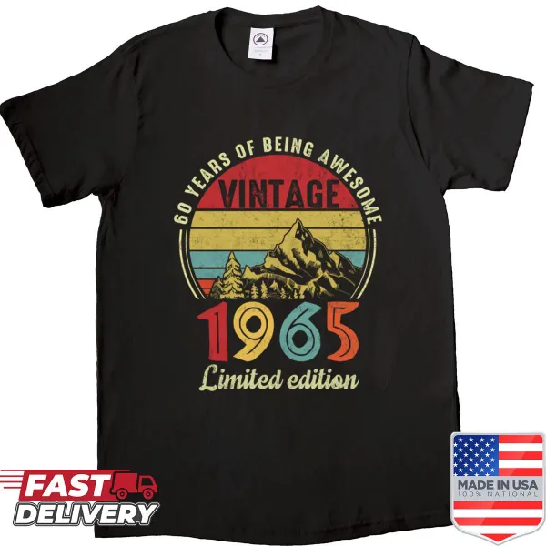 Distressed shirt design commemorating a 60th birthday from 1965.