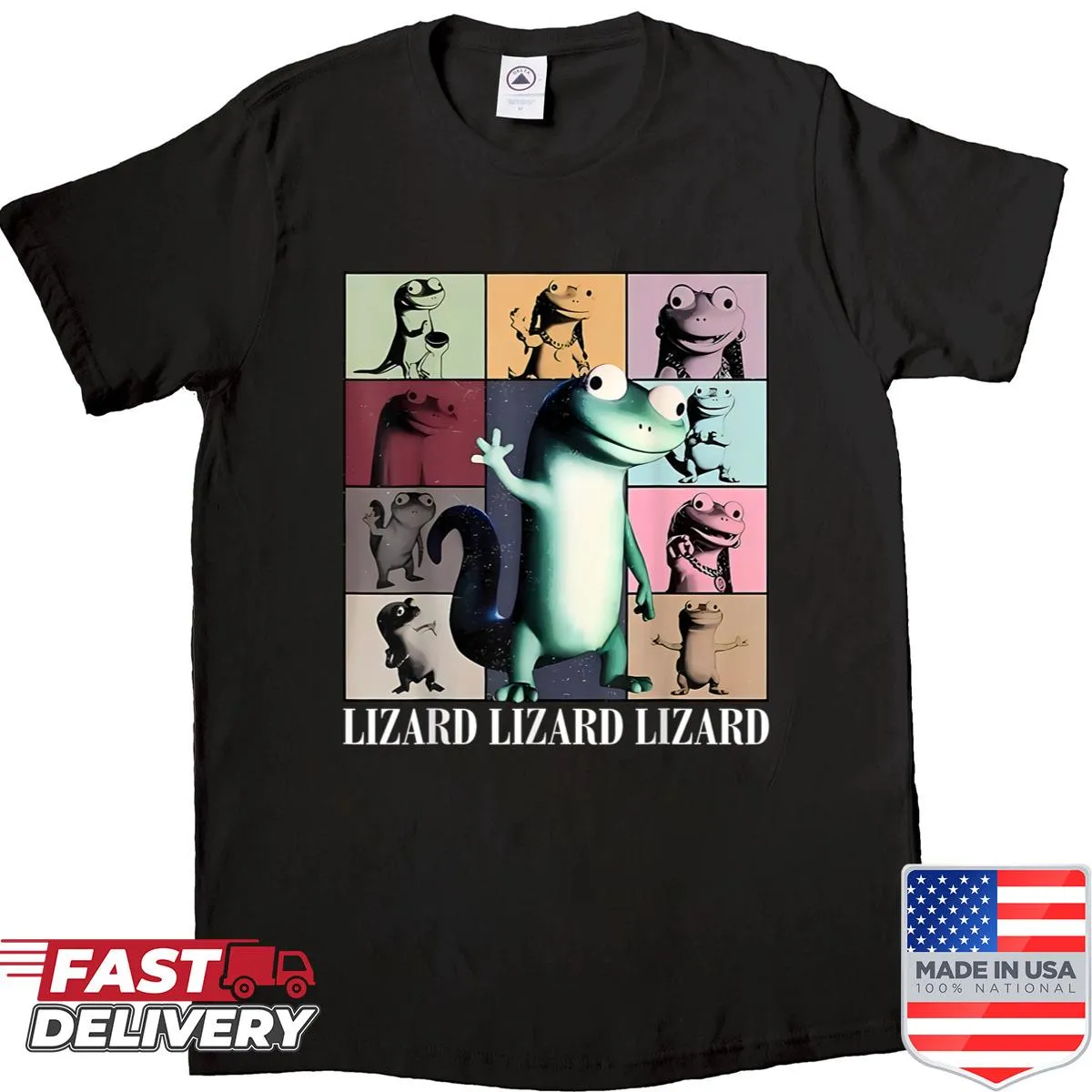 Vintage lizard meme T-shirt with a humorous design