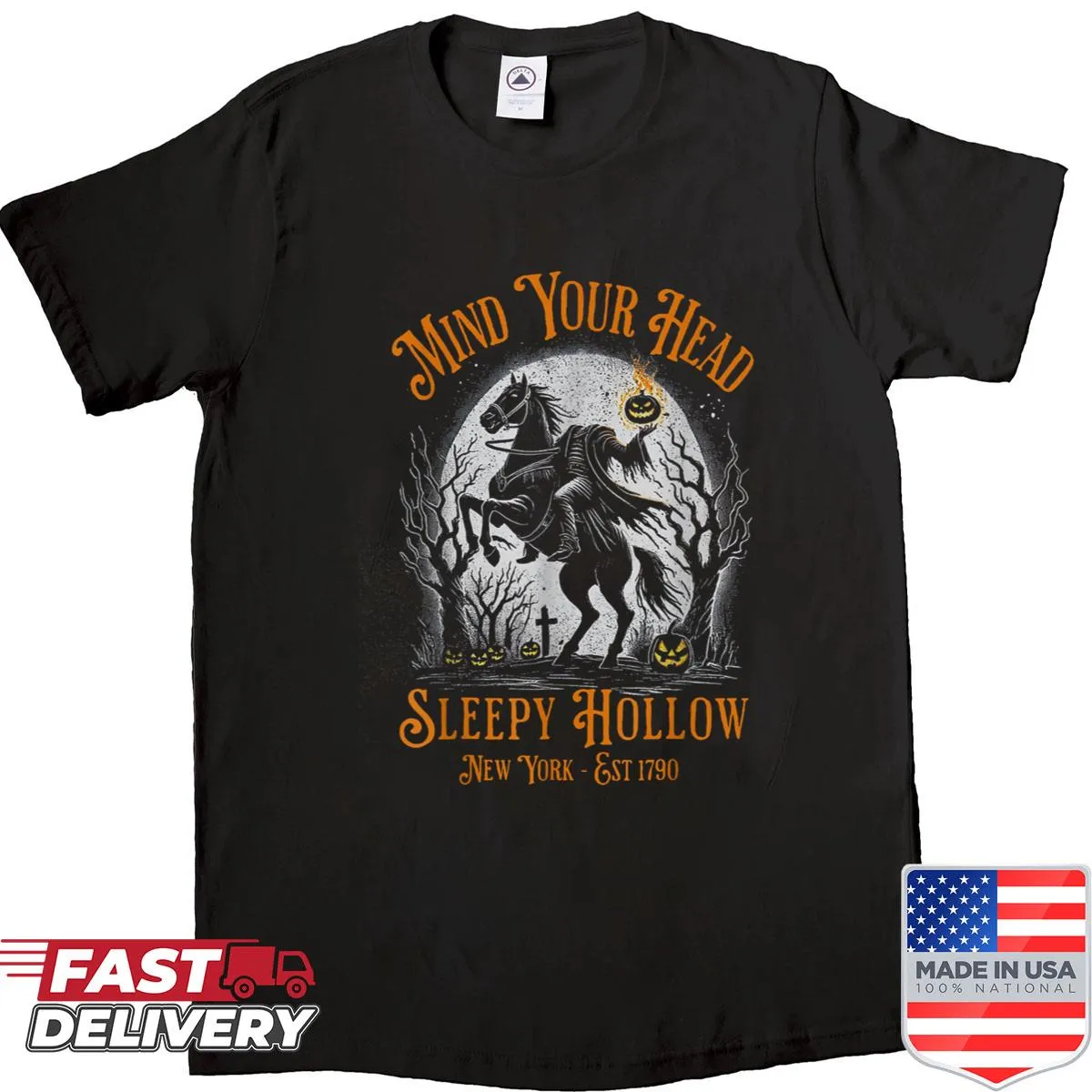 Vintage Headless Horseman shirt with distressed graphic for spooky lovers