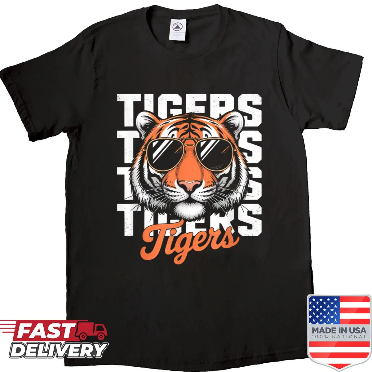 Vintage shirt with tiger design and inspirational text for athletes