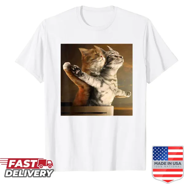 Wacky funny kitten couple shirt with vintage meme design