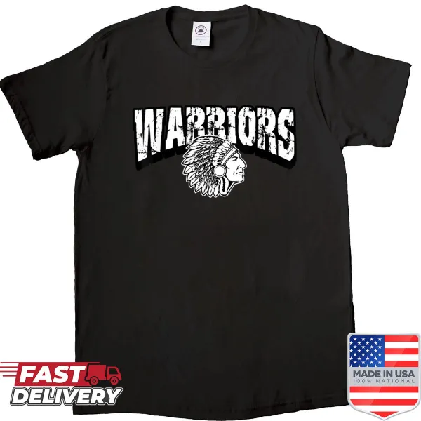 Shirt featuring a bold Warriors logo, perfect for school spirit