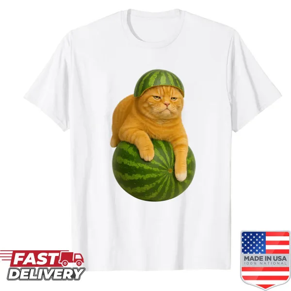 Funny watermelon cat meme shirt for cat lovers with sarcasm