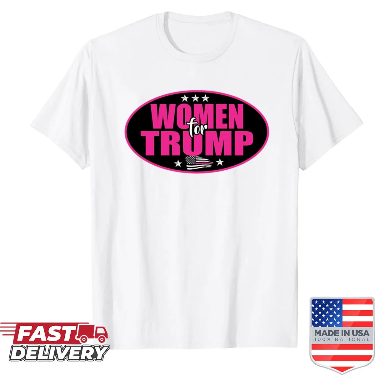Women for Trump 2020 shirt with bold typography.