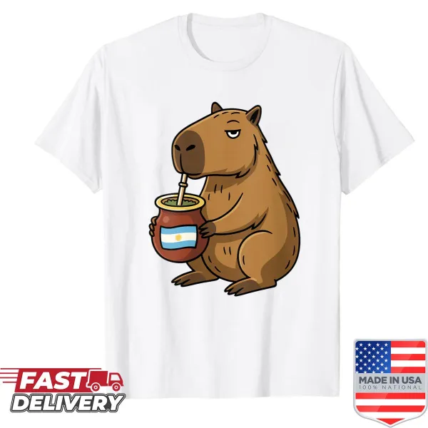 Cute capybara design with Argentina flag