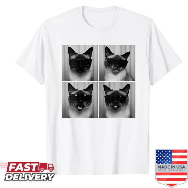 Cute Siamese cat illustration on a humorous t-shirt