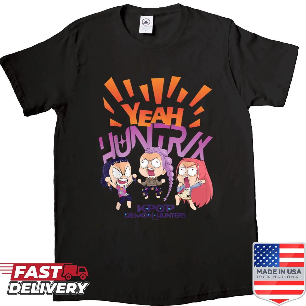 Officially licensed shirt featuring the playful phrase 'Huntrx' in whimsical font