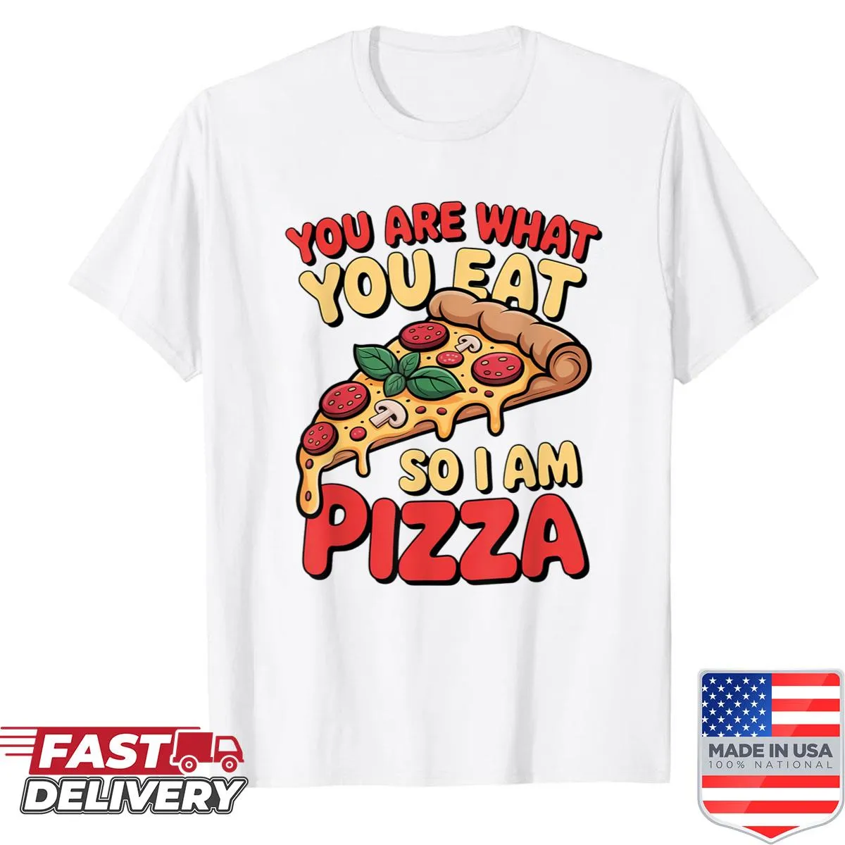 Funny pizza-themed t-shirt with clever phrase
