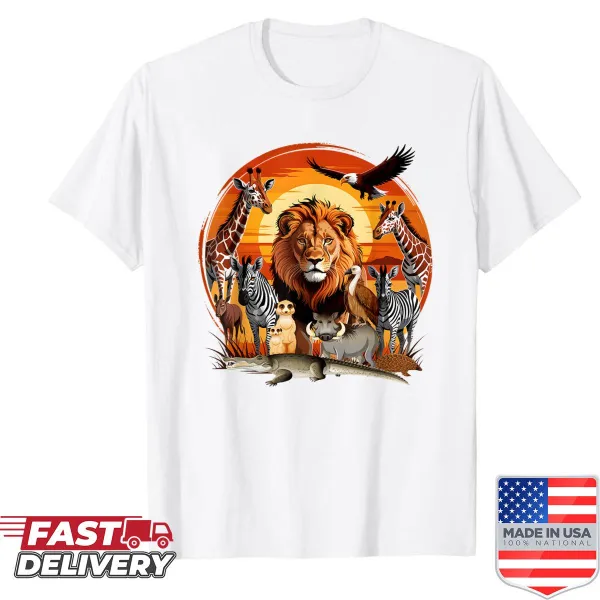 Kids zookeeper shirt with cartoon animals and safari theme