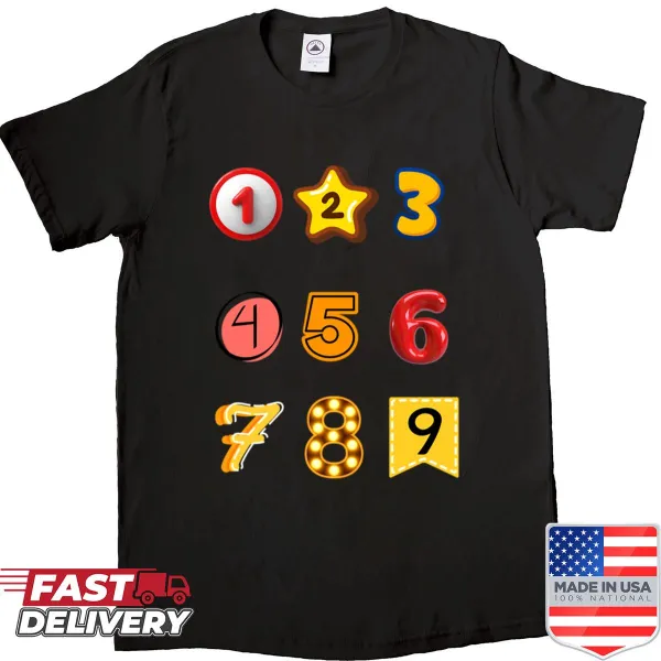Minimalist shirt featuring numbers 1 to 9