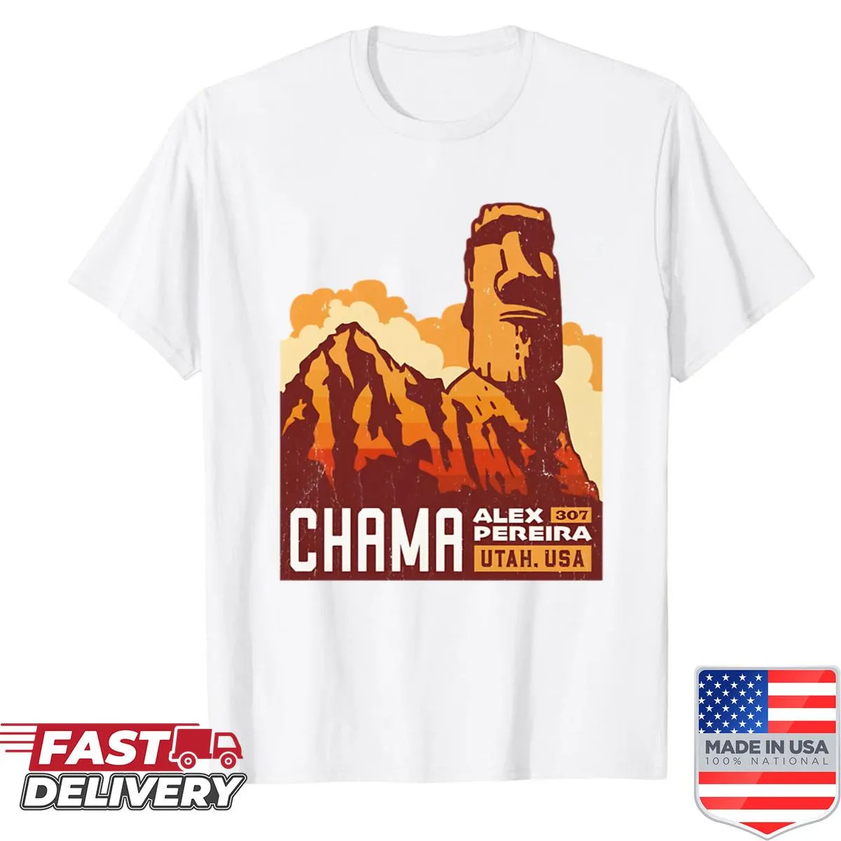 T-shirt featuring an illustration of Alex Pereira.