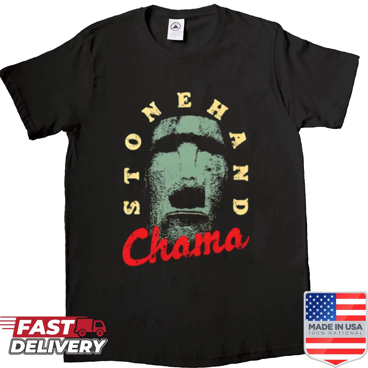 Bold illustration of Alex Pereira with Stonehead Chama theme on a shirt