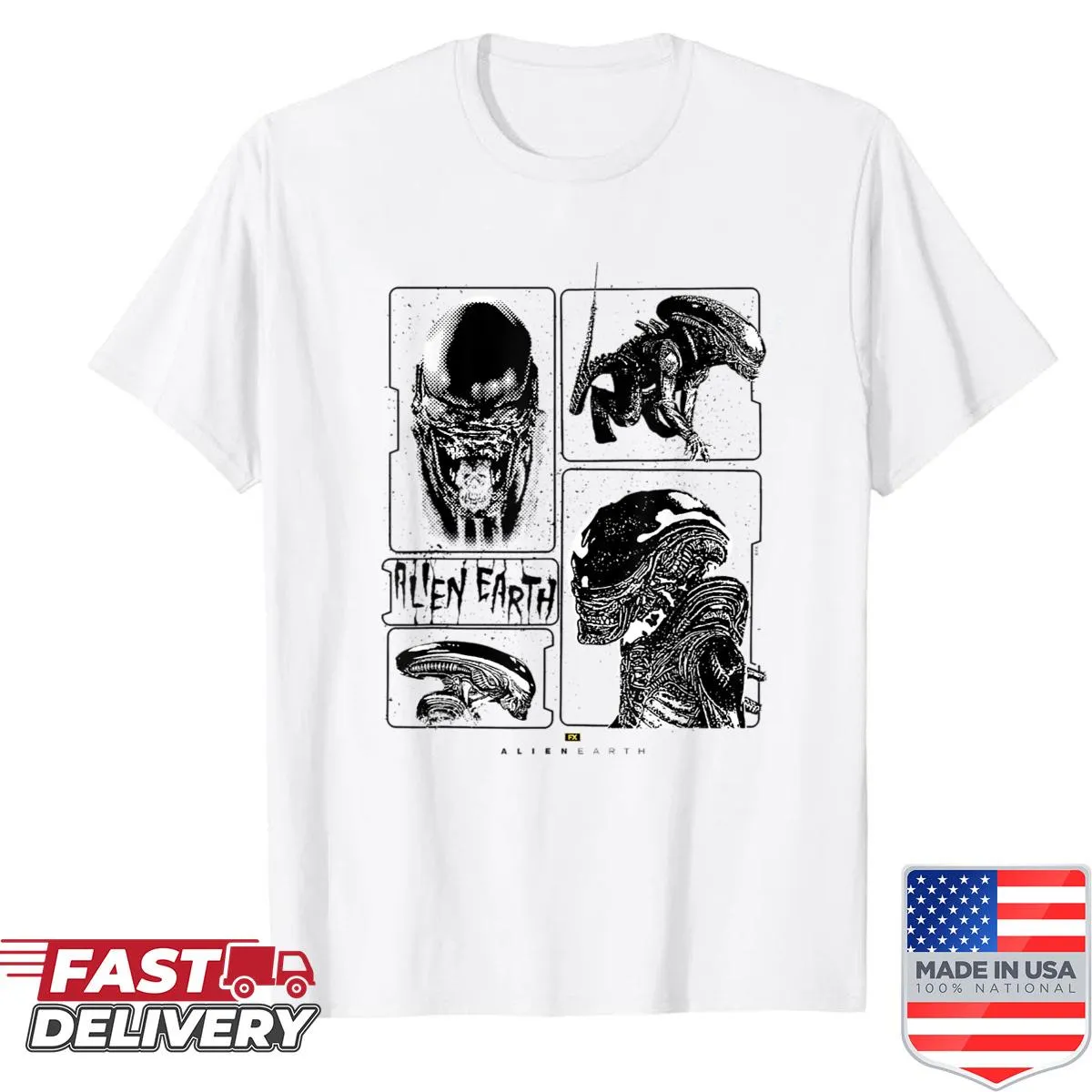 Xenomorph illustration on a shirt from the Alien franchise