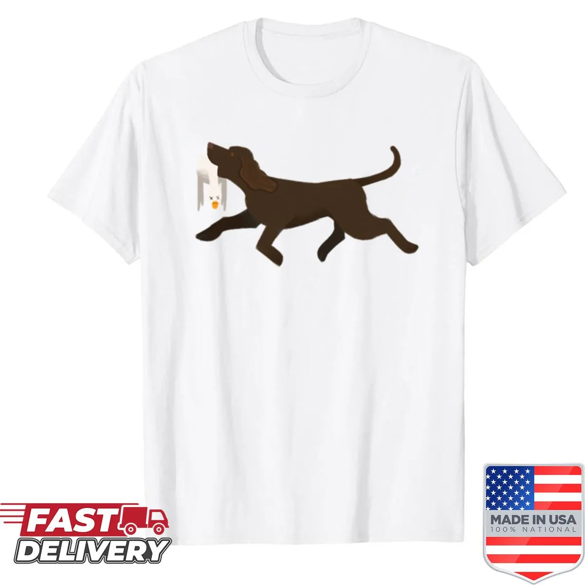 Illustration of an American Water Spaniel on a t-shirt