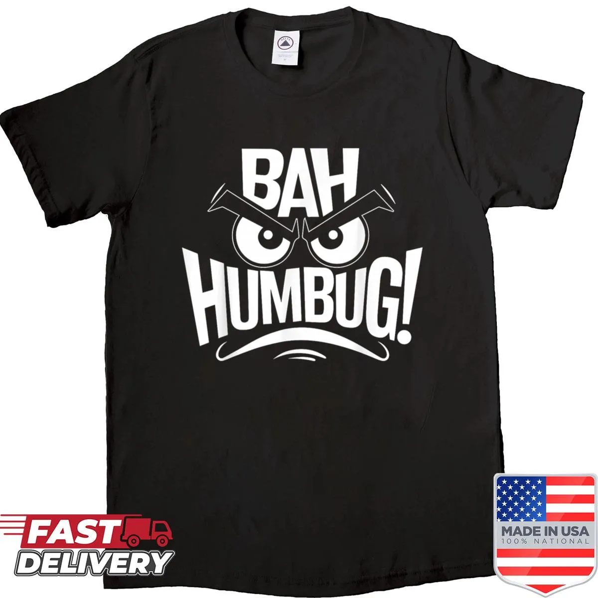 Angry face design with 'Bah Humbug' text for a sarcastic holiday vibe.