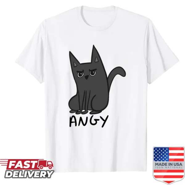 Humorous cartoon design of an angy cat