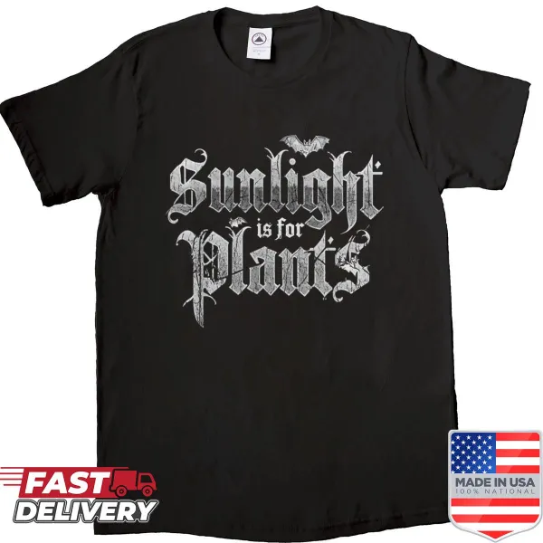 Edgy shirt with a humorous anti-sunlight message
