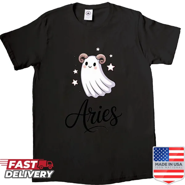 Aries Zodiac Sign shirt with playful ghost illustration