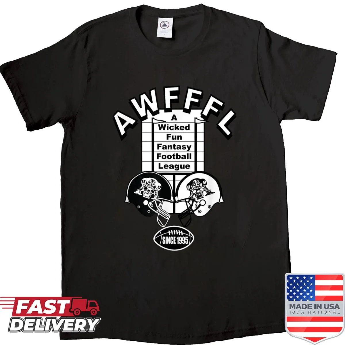 AWFFFL Fantasy Football League shirt in bold letters