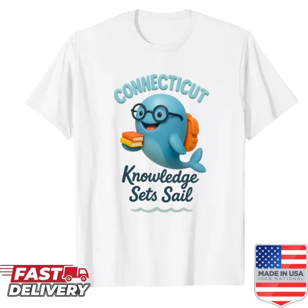 Playful Connecticut-themed T-shirt for back to school