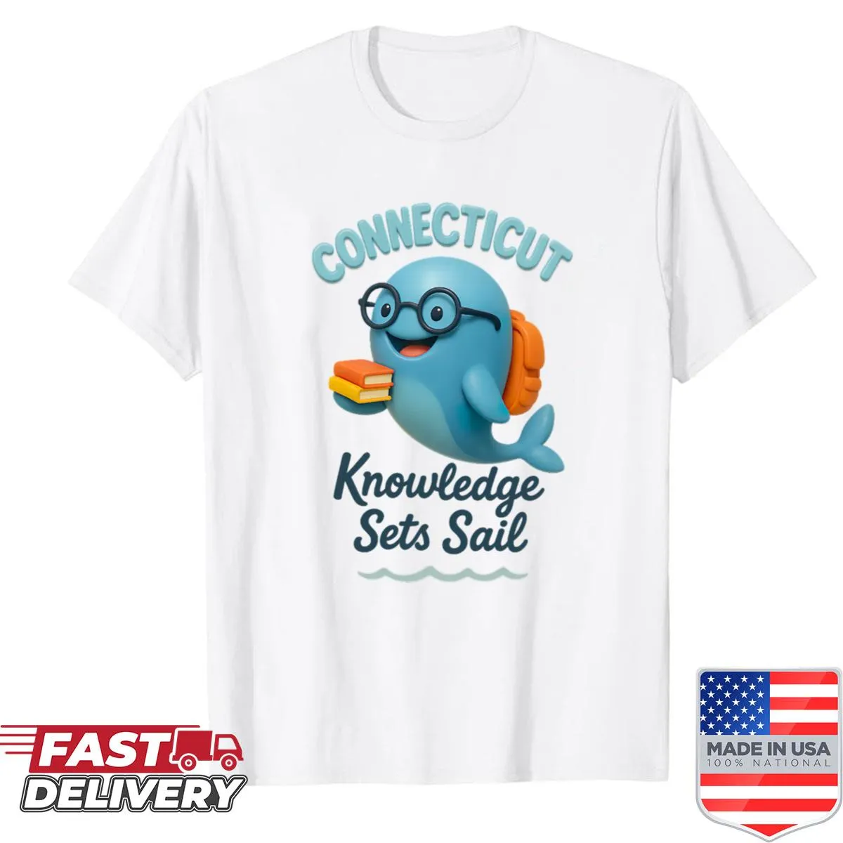 Playful Connecticut-themed T-shirt for back to school
