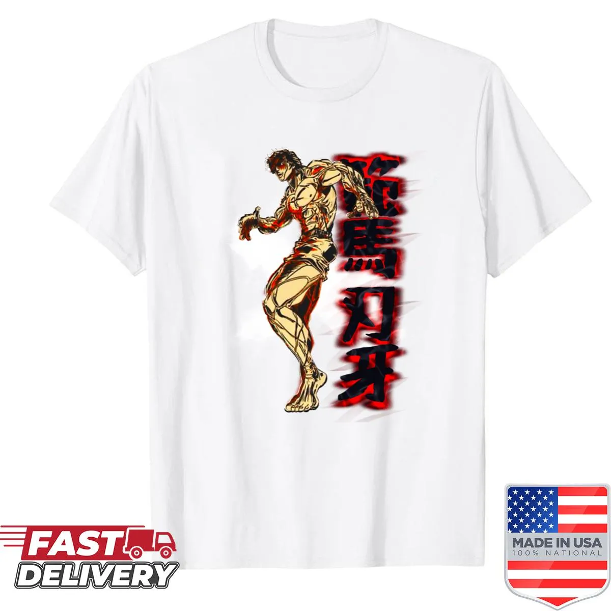 Baki Hanma t-shirt featuring a fierce Oni illustration for fans.
