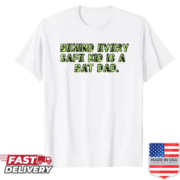 Playful Bat Dad shirt with cartoon bat emblem and bold text