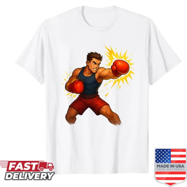 Dynamic shirt with a boxer throwing a punch