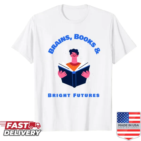 Inspirational typography shirt for kids about books and futures