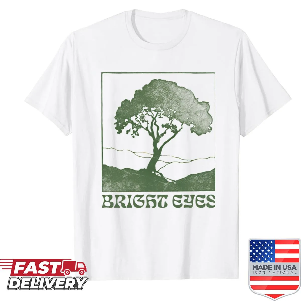 Retro 80s aesthetic design for Bright Eyes on a t-shirt