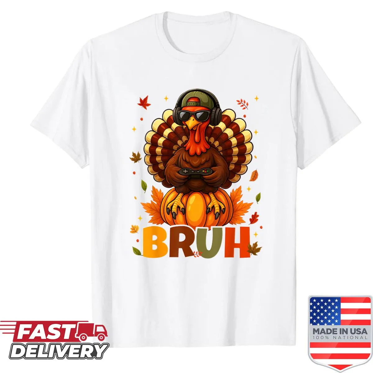 Gaming shirt with 'Bruh Video Game Turkey' text for Thanksgiving