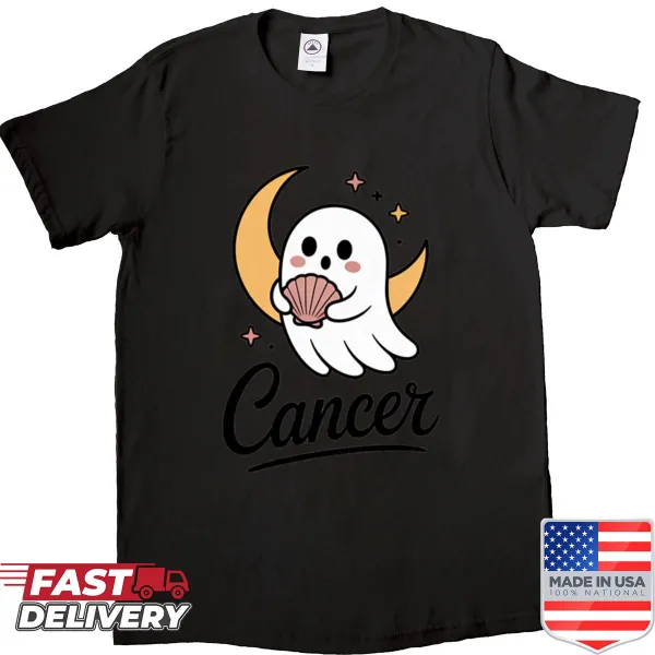 Cancer Ghost zodiac sign shirt with playful illustration
