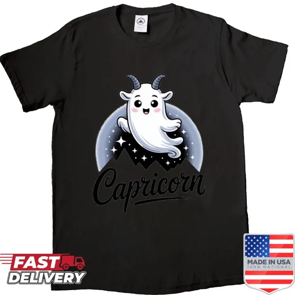 Capricorn Ghost zodiac sign shirt with cute illustration