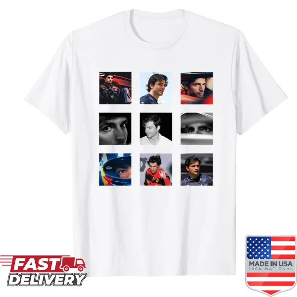 Tribute shirt featuring Carlos Sainz racing graphic
