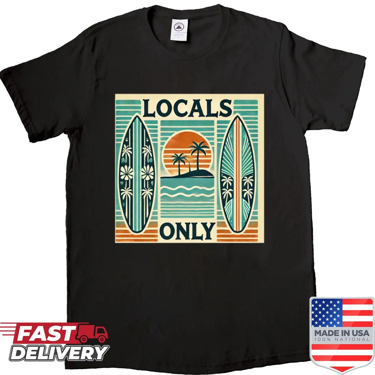 Whimsical wave illustration on a T-shirt