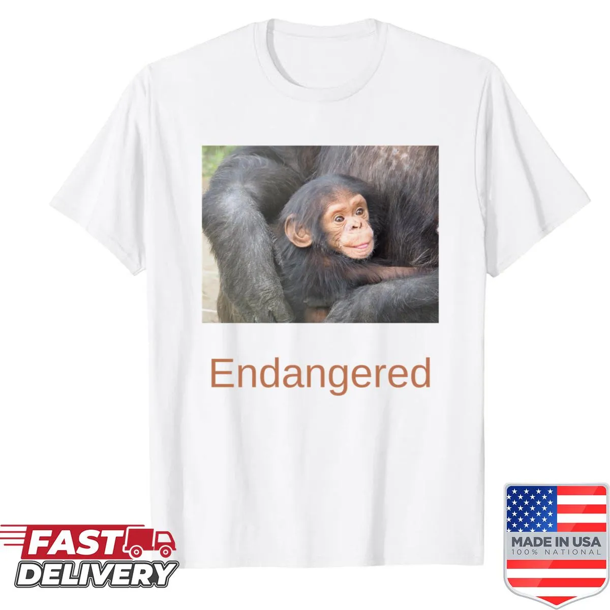 Illustration of an endangered chimpanzee on a shirt