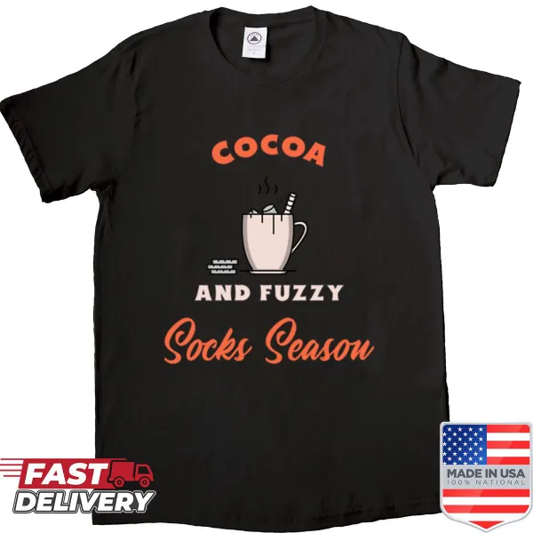 Cozy fall-themed shirt celebrating cocoa and fuzzy socks.